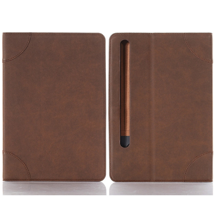 For Samsung Galaxy Tab S9 Retro Book Leather Tablet Case(Dark Brown) - Galaxy Tab S9 Cases by buy2fix | Online Shopping UK | buy2fix