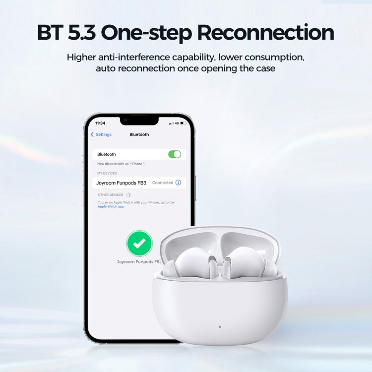 JOYROOM Funpods Series JR-FB3 In-ear True Wireless Earbuds(White) - Bluetooth Earphone by JOYROOM | Online Shopping UK | buy2fix