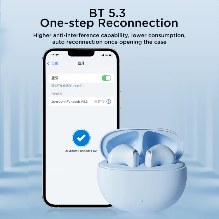 JOYROOM Funpods Series JR-FB2 Semi-In-Ear True Wireless Bluetooth Earbuds(Blue) - TWS Earphone by JOYROOM | Online Shopping UK | buy2fix
