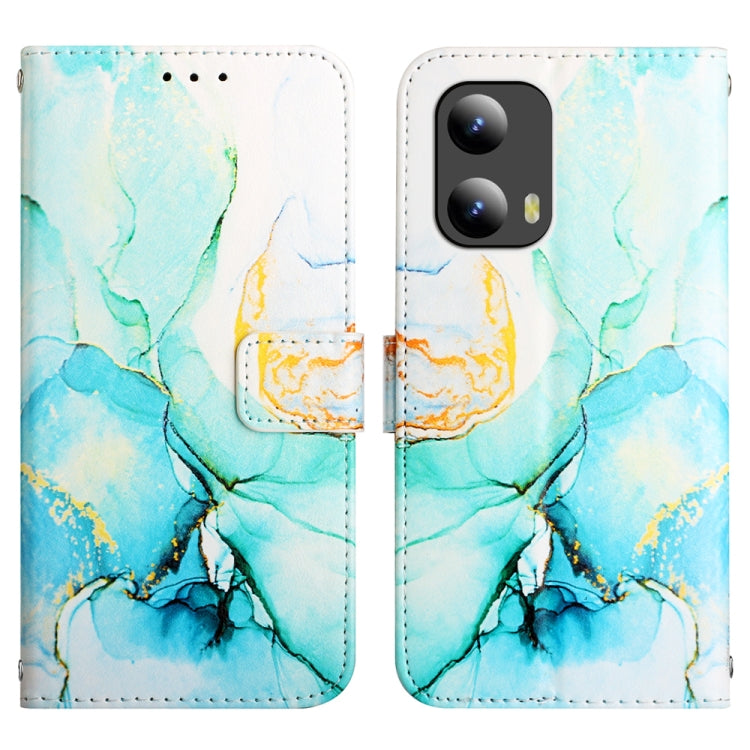 For Motorola Moto G Play 5G 2024 PT003 Marble Pattern Flip Leather Phone Case(Green) - Motorola Cases by buy2fix | Online Shopping UK | buy2fix