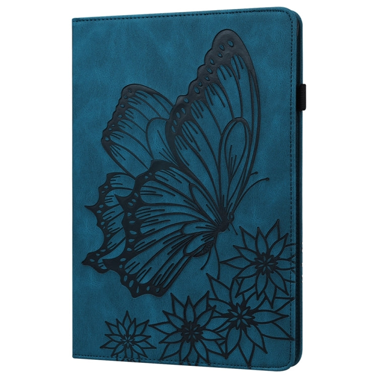 For Samsung Galaxy Tab S9 Ultra / S8 Ultra Big Butterfly Embossed Leather Tablet Case(Blue) - Galaxy Tab S9 Ultra Cases by buy2fix | Online Shopping UK | buy2fix