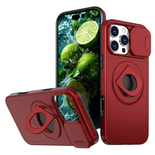 For iPhone 16 Pro Camshield MagSafe Ring Holder Armor Phone Case(Red) - iPhone 16 Pro Cases by buy2fix | Online Shopping UK | buy2fix