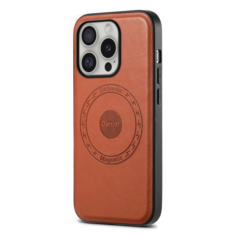 For iPhone 16 Pro Max Denior Cowhide Texture Leather MagSafe Phone Case(Brown) - iPhone 16 Pro Max Cases by Denior | Online Shopping UK | buy2fix