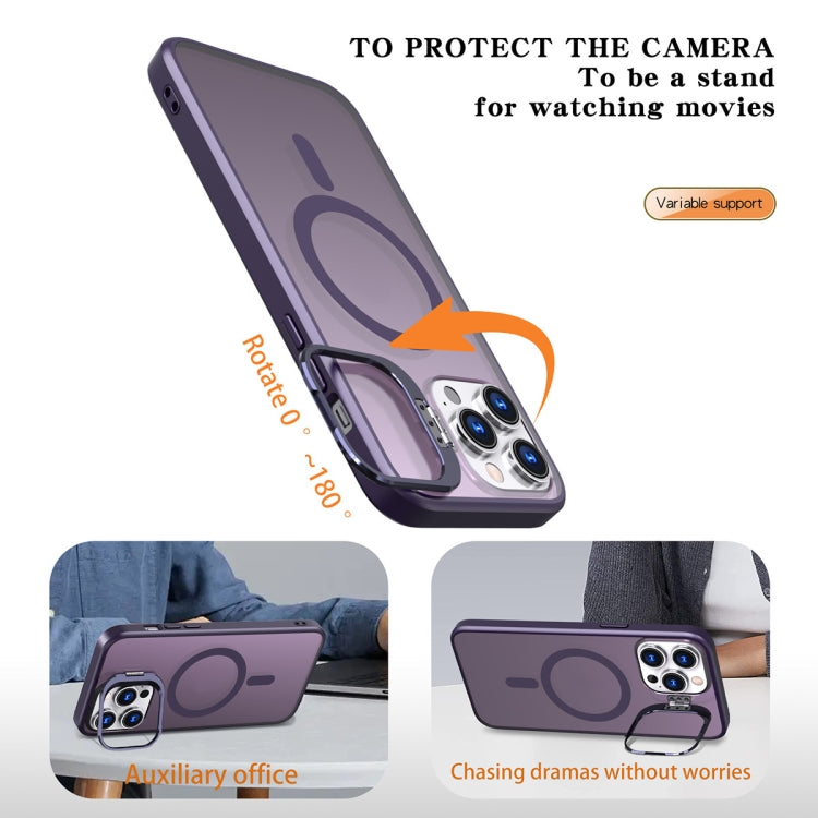 For iPhone 12 Pro Max Metal Invisible Camera Holder MagSafe Magnetic Phone Case(Purple) - iPhone 12 Pro Max Cases by buy2fix | Online Shopping UK | buy2fix