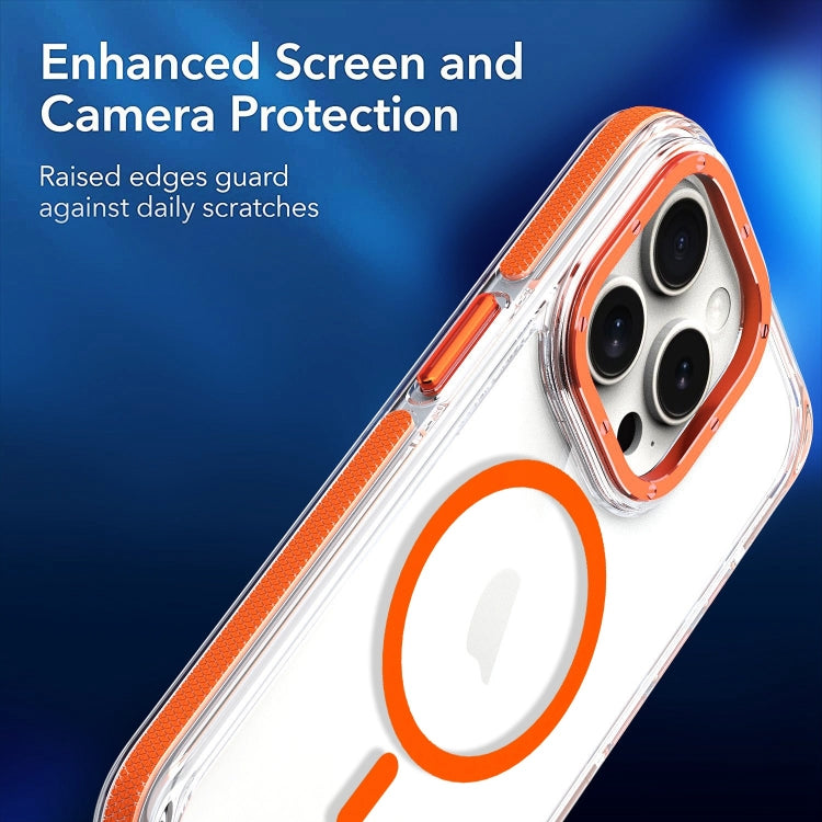 For iPhone 14 Plus Dual-Color Clear Acrylic Hybrid TPU MagSafe Phone Case(Orange) - iPhone 14 Plus Cases by buy2fix | Online Shopping UK | buy2fix