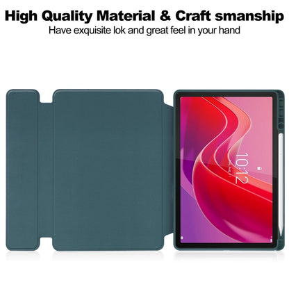For Lenovo Tab M11/Xiaoxin Pad 11 2024 360 Rotation Transparent Smart Leather Case(Dark Green) - Lenovo by buy2fix | Online Shopping UK | buy2fix