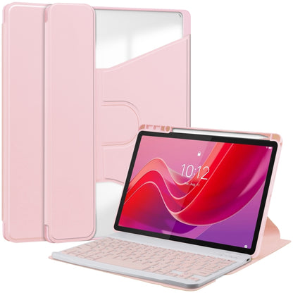 For Lenovo Tab M11/Xiaoxin Pad 11 2024 360 Rotation Transparent Smart Leather Case with Keyboard(Pink) - Lenovo by buy2fix | Online Shopping UK | buy2fix