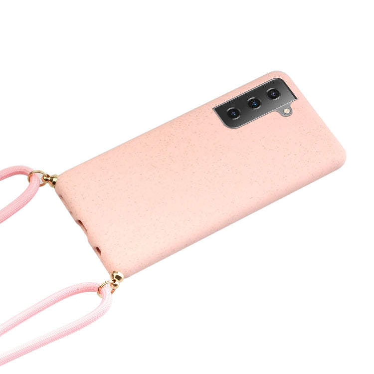 For Samsung Galaxy A15 5G Wheat Straw Material + TPU Phone Case with Lanyard(Pink) - Galaxy Phone Cases by buy2fix | Online Shopping UK | buy2fix