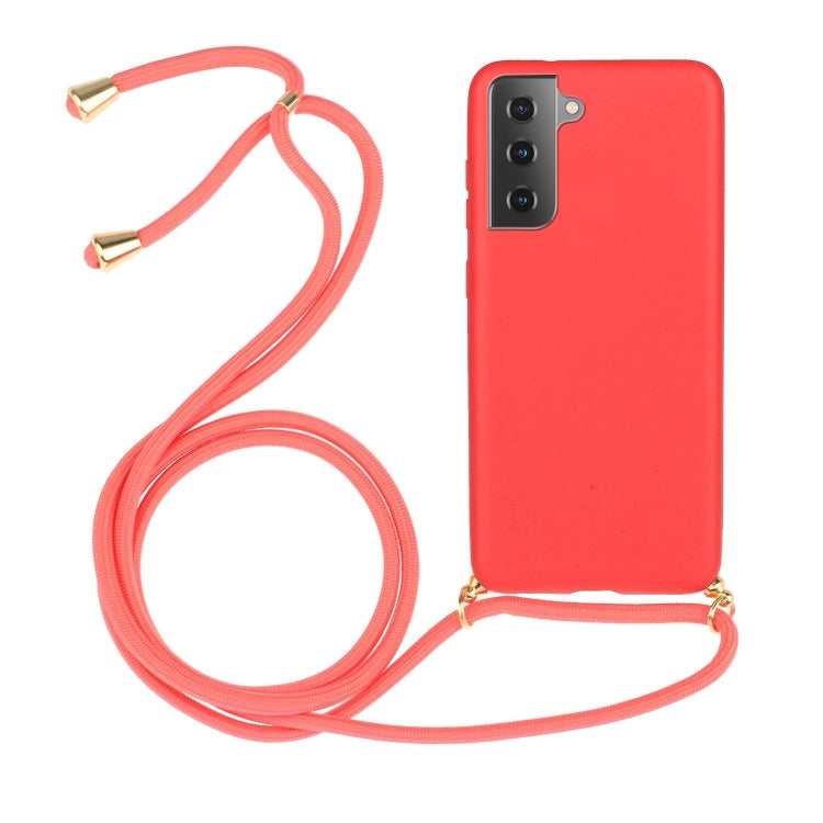 For Samsung Galaxy A05s EU Wheat Straw Material + TPU Phone Case with Lanyard(Red) - Galaxy Phone Cases by buy2fix | Online Shopping UK | buy2fix