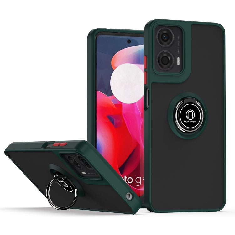 For Motorola Moto G24 / G04 Q Shadow 1 Series TPU + PC Phone Case with Ring(Dark Green) - Motorola Cases by buy2fix | Online Shopping UK | buy2fix