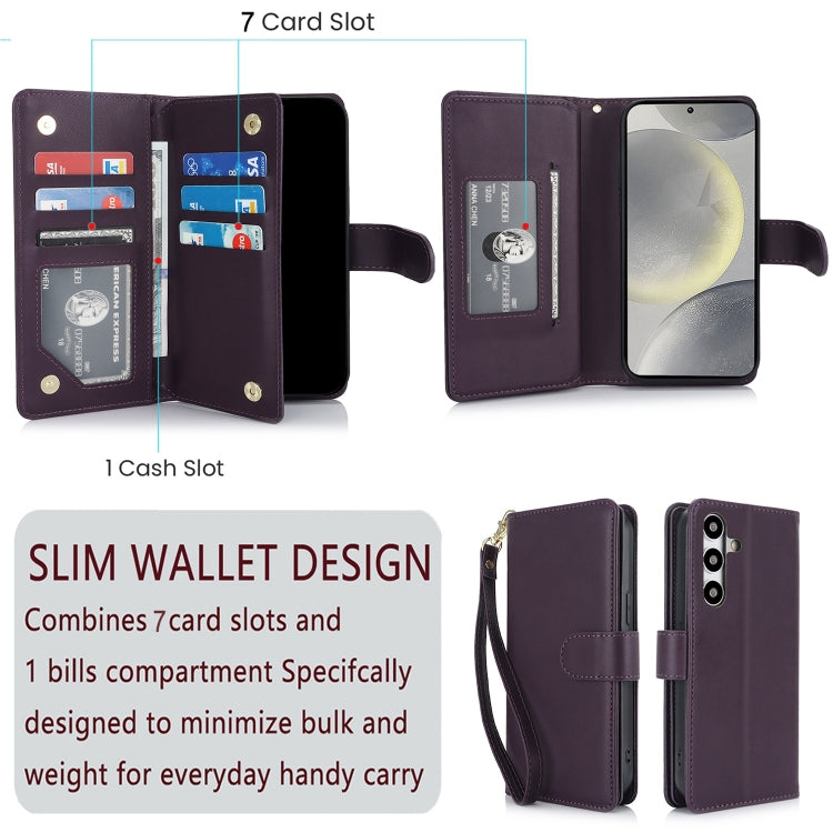 For Samsung Galaxy S24+ / S25+ 5G Multi-Card Wallet RFID Leather Phone Case(Dark Purple) - Galaxy S24+ 5G Cases by buy2fix | Online Shopping UK | buy2fix