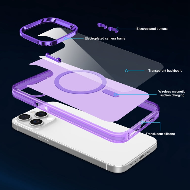 For iPhone 15 Electroplated IMD Magsafe PC Hybrid TPU Phone Case(Purple) - iPhone 15 Cases by buy2fix | Online Shopping UK | buy2fix