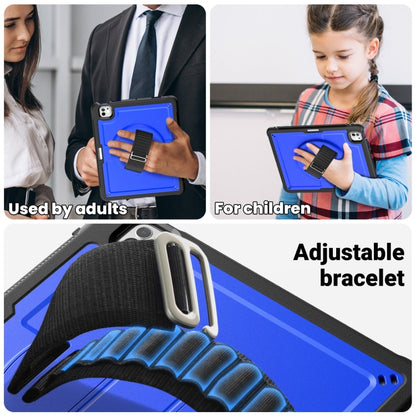 For iPad Pro 13 2024 Honeycomb Hand Grip Turntable Stand Tablet Case(Dark Blue) - iPad Pro 13 2024 Cases by buy2fix | Online Shopping UK | buy2fix