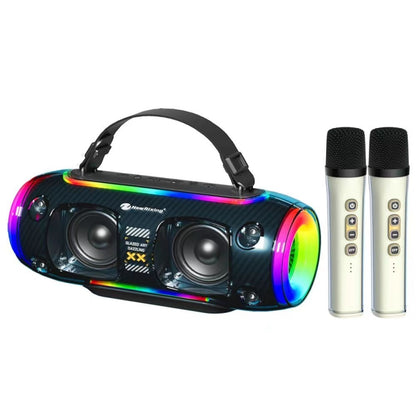 New Rixing NR8806 Portable Outdoor Wireless Bluetooth Speaker RGB Colorful Subwoofer, Style:Dual Mic(Blue) - Desktop Speaker by NewRixing | Online Shopping UK | buy2fix