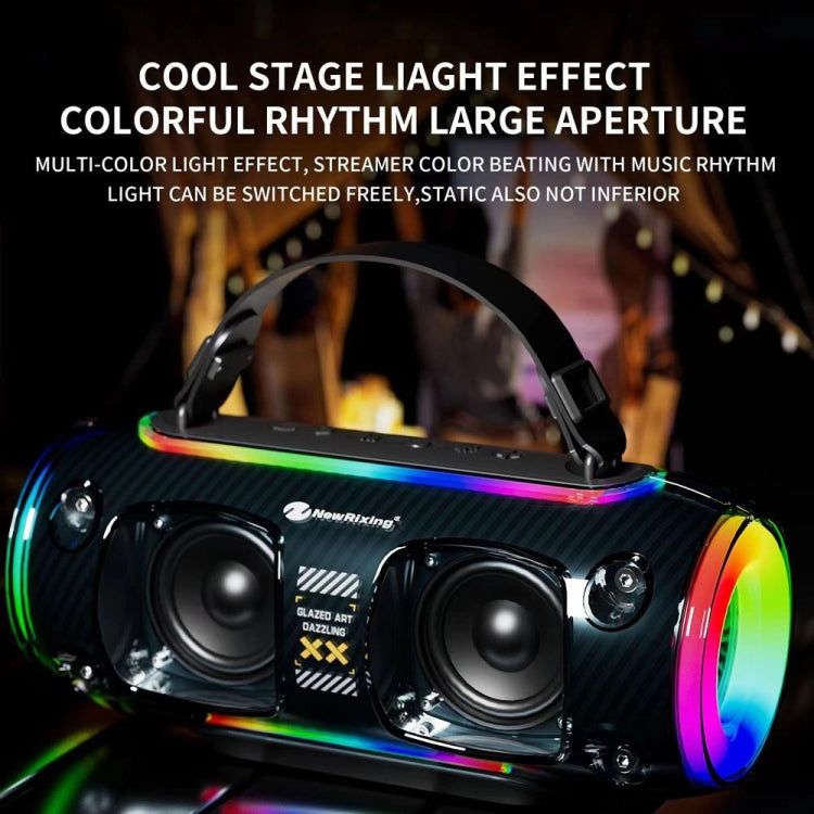 New Rixing NR8806 Portable Outdoor Wireless Bluetooth Speaker RGB Colorful Subwoofer, Style:Single Mic(Black) - Desktop Speaker by NewRixing | Online Shopping UK | buy2fix