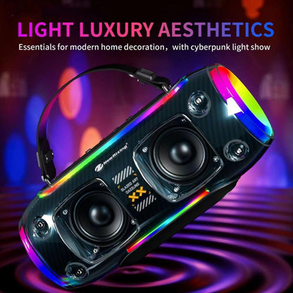 New Rixing NR8806 Portable Outdoor Wireless Bluetooth Speaker RGB Colorful Subwoofer, Style:Single Mic(Black) - Desktop Speaker by NewRixing | Online Shopping UK | buy2fix