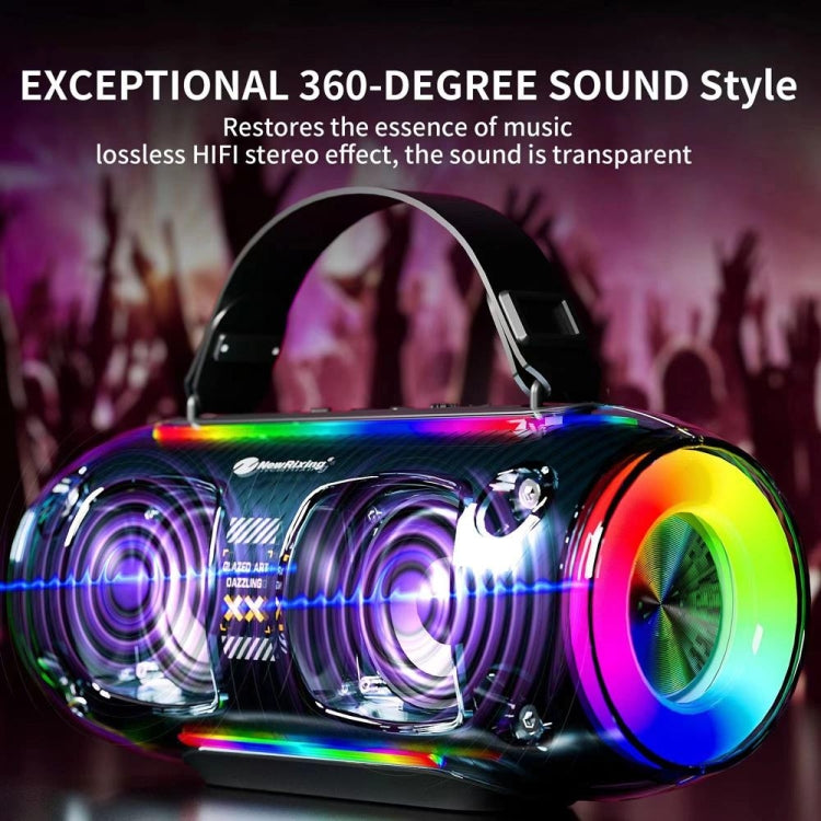 New Rixing NR8806 Portable Outdoor Wireless Bluetooth Speaker RGB Colorful Subwoofer, Style:Single Mic(Black) - Desktop Speaker by NewRixing | Online Shopping UK | buy2fix