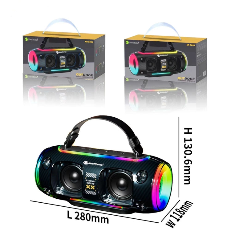 New Rixing NR8806 Portable Outdoor Wireless Bluetooth Speaker RGB Colorful Subwoofer, Style:Dual Mic(Blue) - Desktop Speaker by NewRixing | Online Shopping UK | buy2fix