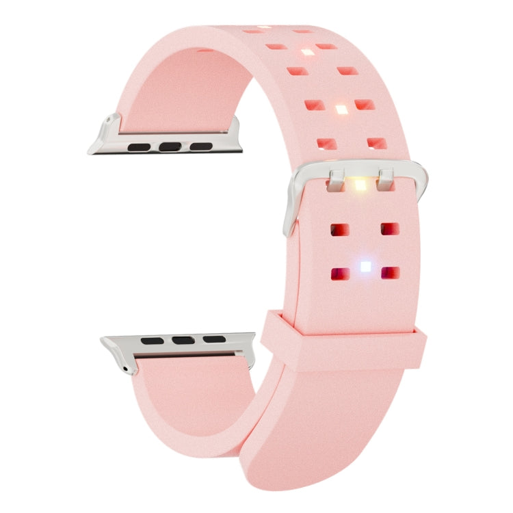 For Apple Watch Series 8 45mm Luminous Colorful Light Silicone Watch Band(Pink) - Watch Bands by buy2fix | Online Shopping UK | buy2fix