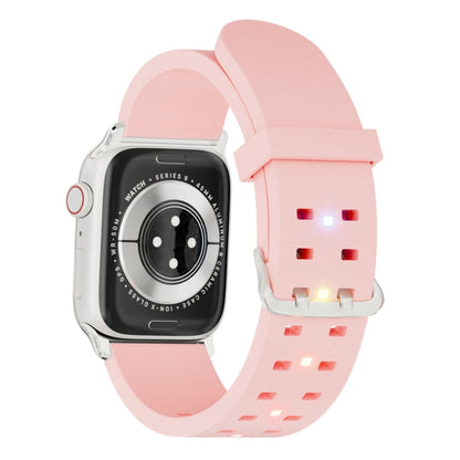 For Apple Watch Series 2 38mm Luminous Colorful Light Silicone Watch Band(Pink) - Watch Bands by buy2fix | Online Shopping UK | buy2fix