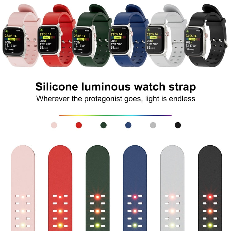 For Apple Watch SE 40mm Luminous Colorful Light Silicone Watch Band(Light Grey) - Watch Bands by buy2fix | Online Shopping UK | buy2fix