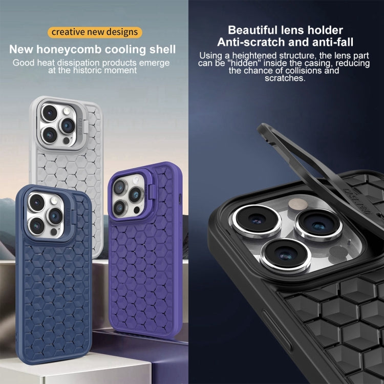 For iPhone 12 Honeycomb Radiating Lens Holder Magsafe Phone Case(Grey) - iPhone 12 / 12 Pro Cases by buy2fix | Online Shopping UK | buy2fix