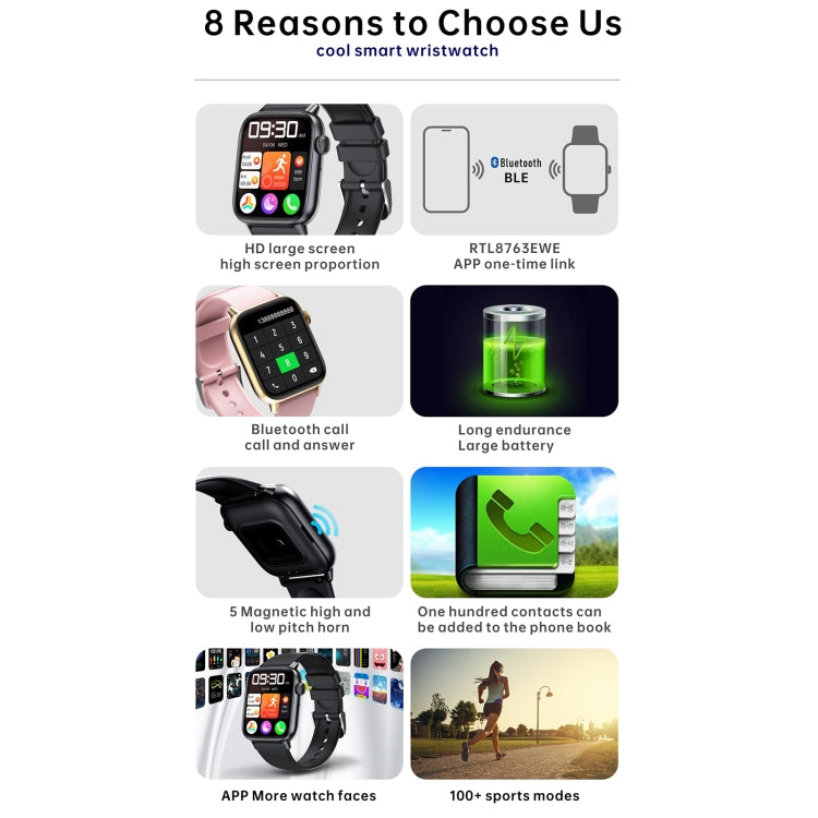 QS08 PRO 1.83 inch BT5.2 Smart Sport Watch, Support Sleep / Heart Rate / Blood Oxygen / Temperature / Blood Pressure Health Monitor(Black+Green) - Smart Watches by buy2fix | Online Shopping UK | buy2fix