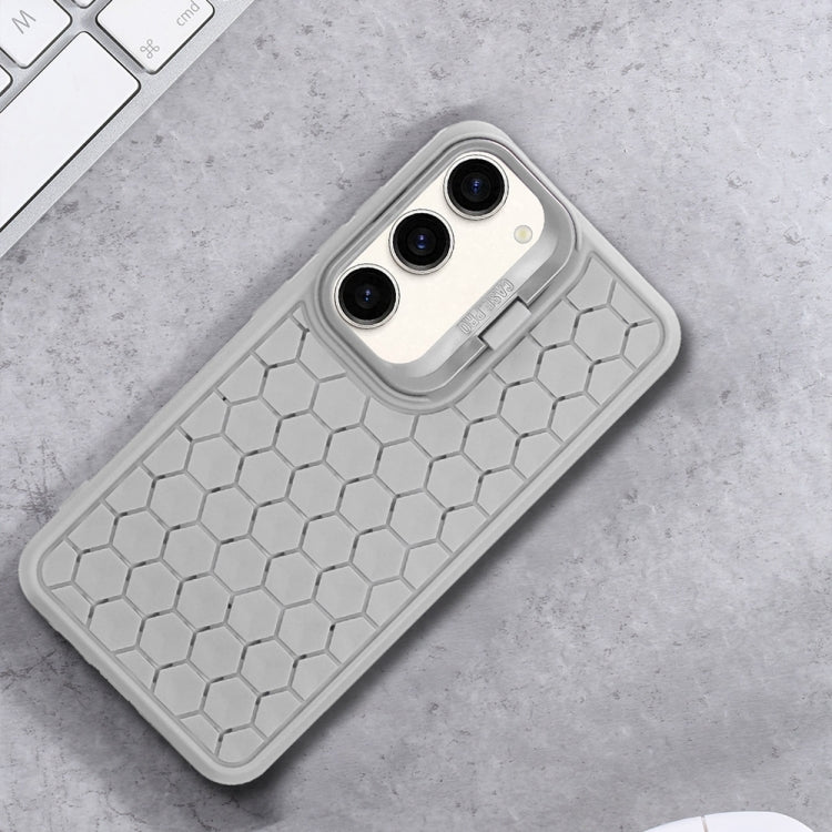 For Samsung Galaxy S23+ 5G Honeycomb Radiating Lens Holder Magsafe Phone Case(Grey) - Galaxy S23+ 5G Cases by buy2fix | Online Shopping UK | buy2fix