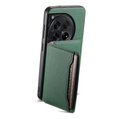 For OnePlus 12 Calf Texture Card Bag Design Full Coverage Phone Case(Green) - OnePlus Cases by buy2fix | Online Shopping UK | buy2fix