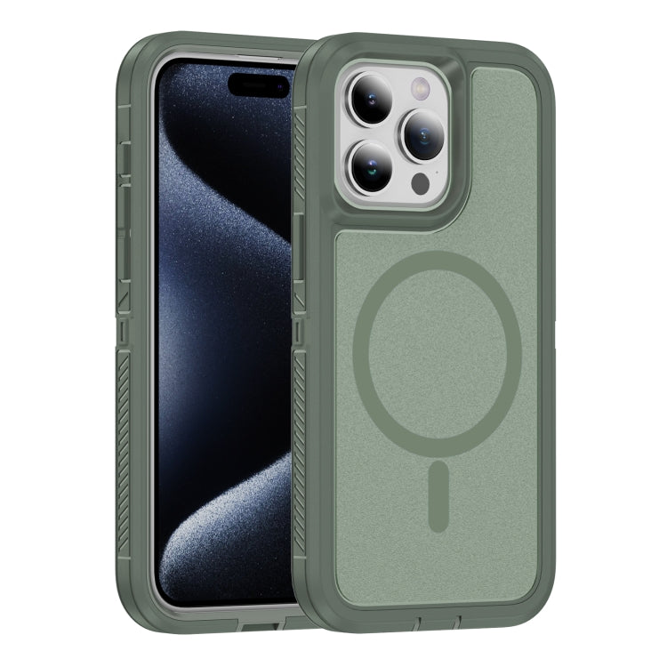 For iPhone 15 Pro Guard Magsafe Magnetic Ring Matte Phone Case(Green) - iPhone 15 Pro Cases by buy2fix | Online Shopping UK | buy2fix