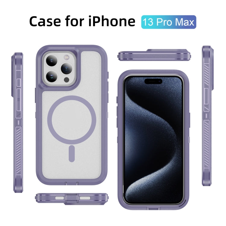 For iPhone 13 Pro Max Guard Magsafe Magnetic Ring Matte Phone Case(Light Purple) - iPhone 13 Pro Max Cases by buy2fix | Online Shopping UK | buy2fix