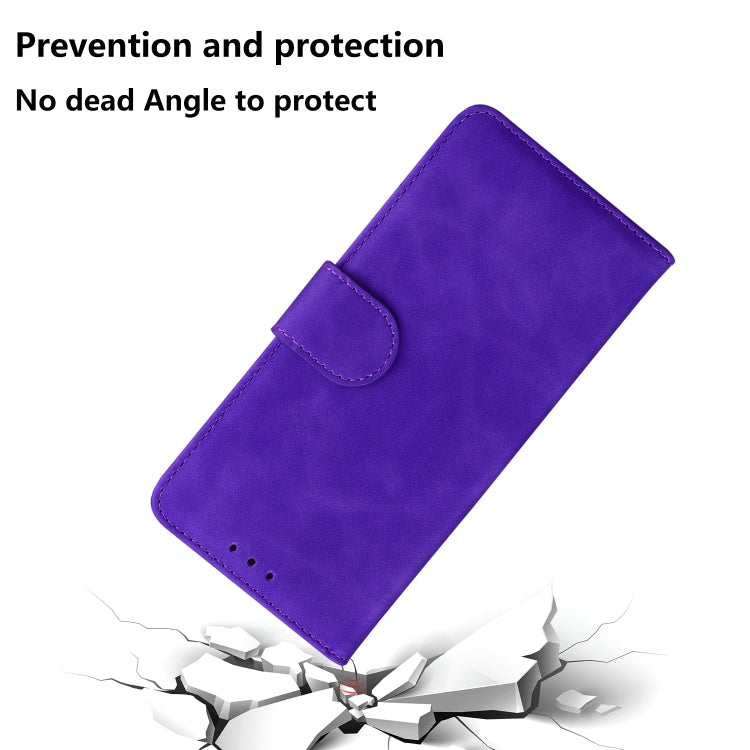 For Google Pixel 9 Pro Skin Feel Pure Color Flip Leather Phone Case(Purple) - Google Cases by buy2fix | Online Shopping UK | buy2fix