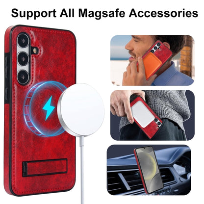 For Samsung Galaxy S24 5G Retro Leather Invisible Stand MagSafe Phone Case(Red) - Galaxy S24 5G Cases by buy2fix | Online Shopping UK | buy2fix