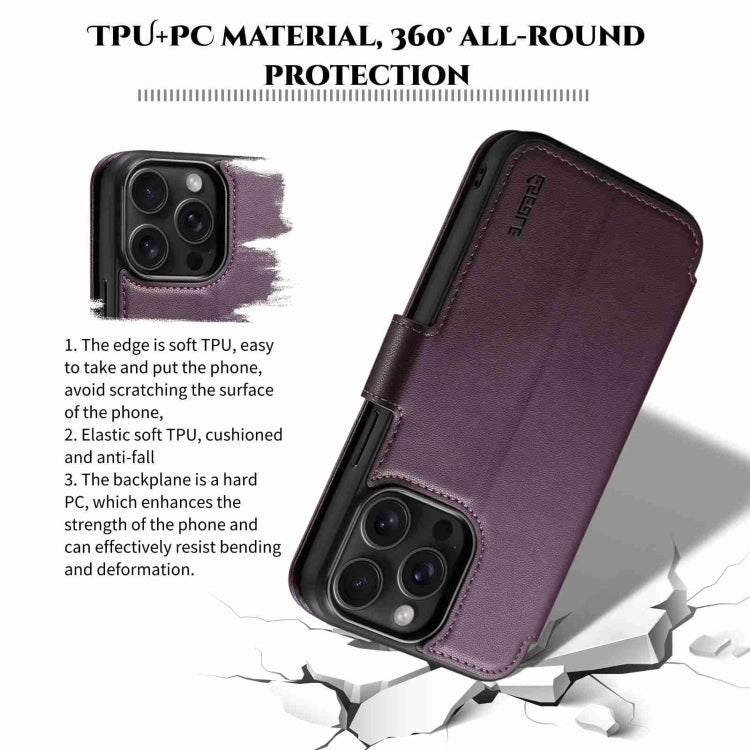 For iPhone 15 Plus / 14 Plus ESEBLE E1 Nappa Texture MagSafe Holder Leather Phone Case(Dark Purple) - iPhone 14 Plus Cases by ESEBLE | Online Shopping UK | buy2fix