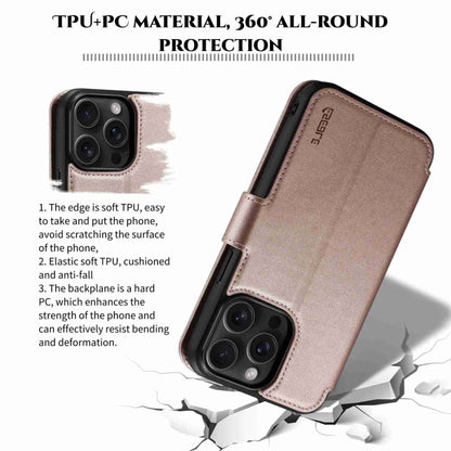 For iPhone 14 Pro Max ESEBLE E1 Nappa Texture MagSafe Holder Leather Phone Case(Rose Gold) - iPhone 14 Pro Max Cases by ESEBLE | Online Shopping UK | buy2fix