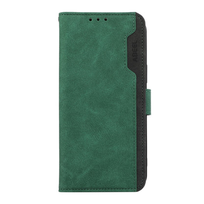 For iPhone 16 ABEEL Color Block Magnetic RFID Leather Phone Case(Green-Black) - iPhone 16 Cases by buy2fix | Online Shopping UK | buy2fix