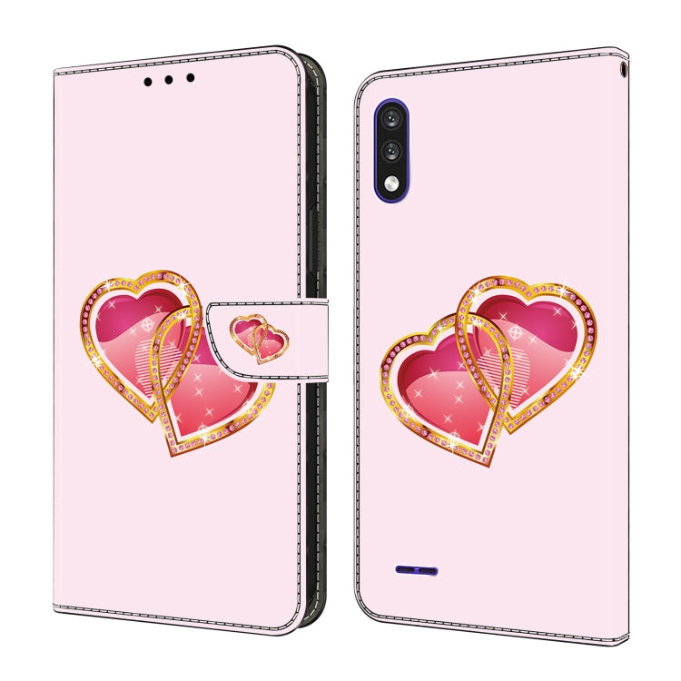 For LG K22/K22 + Crystal Painted Leather Phone case(Love Peach) - LG by buy2fix | Online Shopping UK | buy2fix