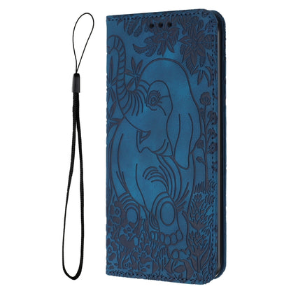 For iPhone 16 Pro Max Retro Elephant Embossed Leather Phone Case(Blue) - iPhone 16 Pro Max Cases by buy2fix | Online Shopping UK | buy2fix