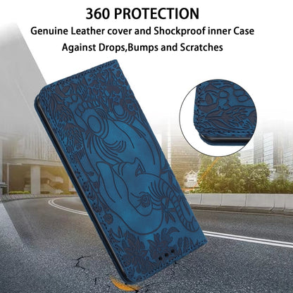 For iPhone 16 Pro Max Retro Elephant Embossed Leather Phone Case(Blue) - iPhone 16 Pro Max Cases by buy2fix | Online Shopping UK | buy2fix