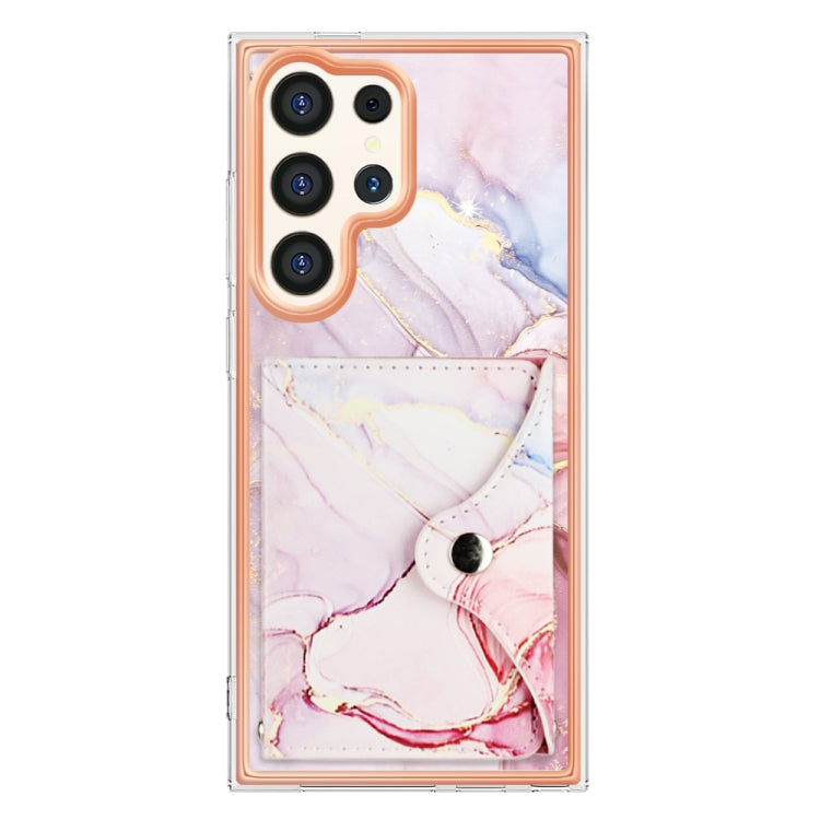 For Samsung Galaxy S23 Ultra 5G Marble Pattern IMD Card Slot Phone Case(Rose Gold) - Galaxy S23 Ultra 5G Cases by buy2fix | Online Shopping UK | buy2fix