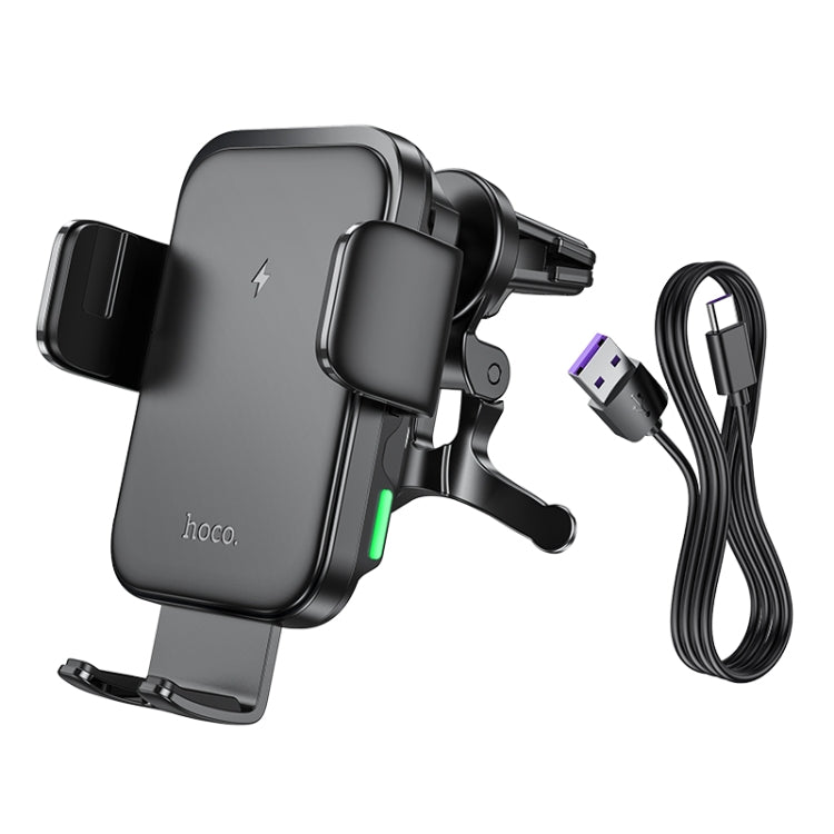 hoco HW10 Jenny Three-axis Linkage Wireless Fast Charging Car Air Outlet Holder(Black) - Wireless Charger Holders by hoco | Online Shopping UK | buy2fix