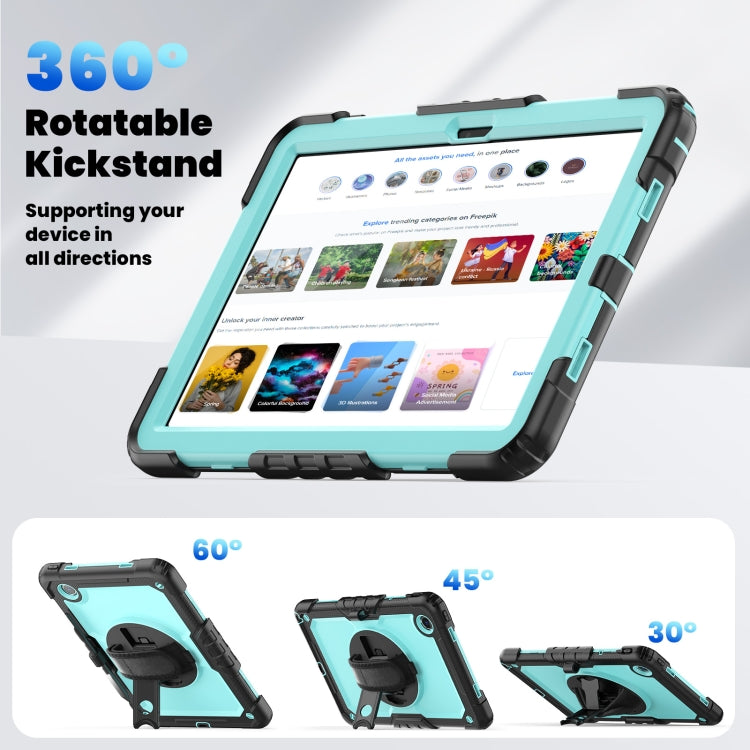For Lenovo Tab M11 /Xiaoxin Pad 2024 Silicone Hybrid PC Tablet Case with Shoulder Strap(Black Light Blue PC) - Lenovo by buy2fix | Online Shopping UK | buy2fix