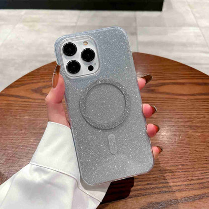 For iPhone 15 Pro Glitter MagSafe Magnetic TPU Phone Case(Silver) - iPhone 15 Pro Cases by buy2fix | Online Shopping UK | buy2fix