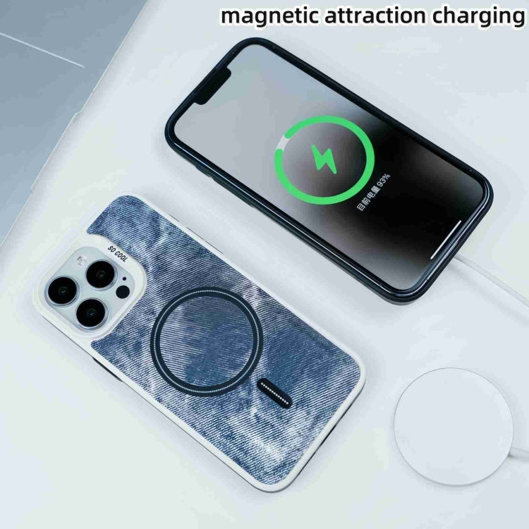 For iPhone 13 Pro Contrast Color Denim MagSafe Magnetic Phone Case(Grey Blue) - iPhone 13 Pro Cases by buy2fix | Online Shopping UK | buy2fix