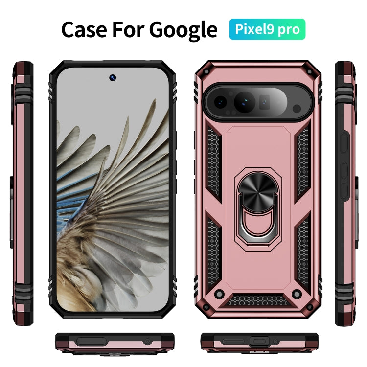 For Google Pixel 9 Pro Shockproof TPU + PC Phone Case with Holder(Rose Gold) - Google Cases by buy2fix | Online Shopping UK | buy2fix