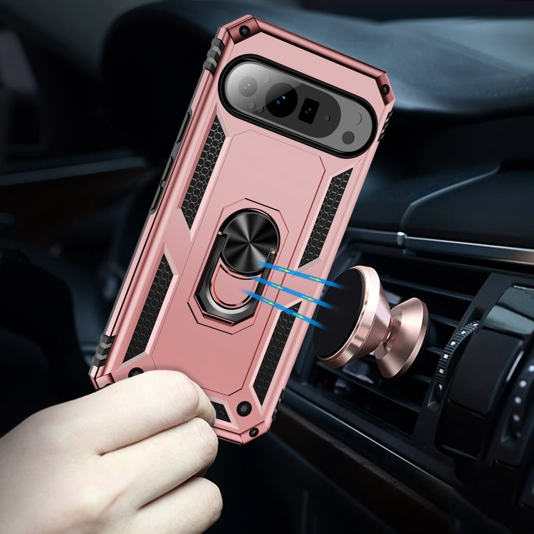 For Google Pixel 9 Pro Shockproof TPU + PC Phone Case with Holder(Rose Gold) - Google Cases by buy2fix | Online Shopping UK | buy2fix