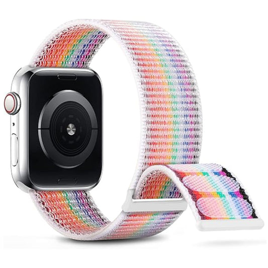 For Apple Watch SE 44mm Dual Hook and Loop Nylon Watch Band(Rainbow) - Watch Bands by buy2fix | Online Shopping UK | buy2fix