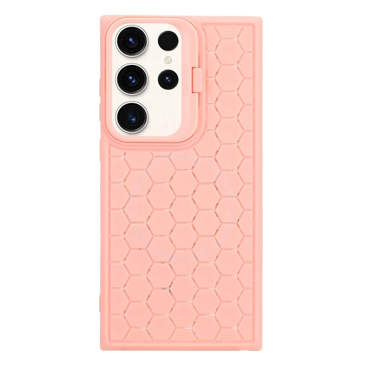 For Samsung Galaxy S24 Ultra 5G Honeycomb Radiating Lens Holder TPU Phone Case(Pink) - Galaxy S24 Ultra 5G Cases by buy2fix | Online Shopping UK | buy2fix