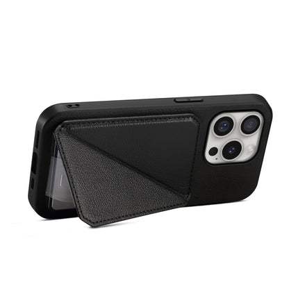 For iPhone 16 Pro D04 Calf Texture Dual Card Slot Holder Phone Case(Black) - iPhone 16 Pro Cases by buy2fix | Online Shopping UK | buy2fix