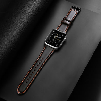 For Apple Watch Ultra 2 49mm DUX DUCIS Business Genuine Leather Watch Strap(Coffee) - Watch Bands by DUX DUCIS | Online Shopping UK | buy2fix